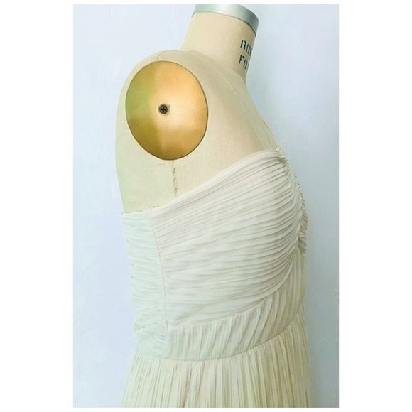 H&M CREAM ONE SHOULDER PLEATED LONG MAXI DRESS L - Picture 10 of 12